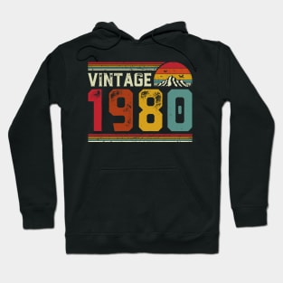 Vintage 1980 Birthday Gift Retro Style Hoodie